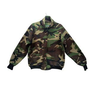 Vintage Saftbak Camo Fleece Jacket Mens S/M Green Brown